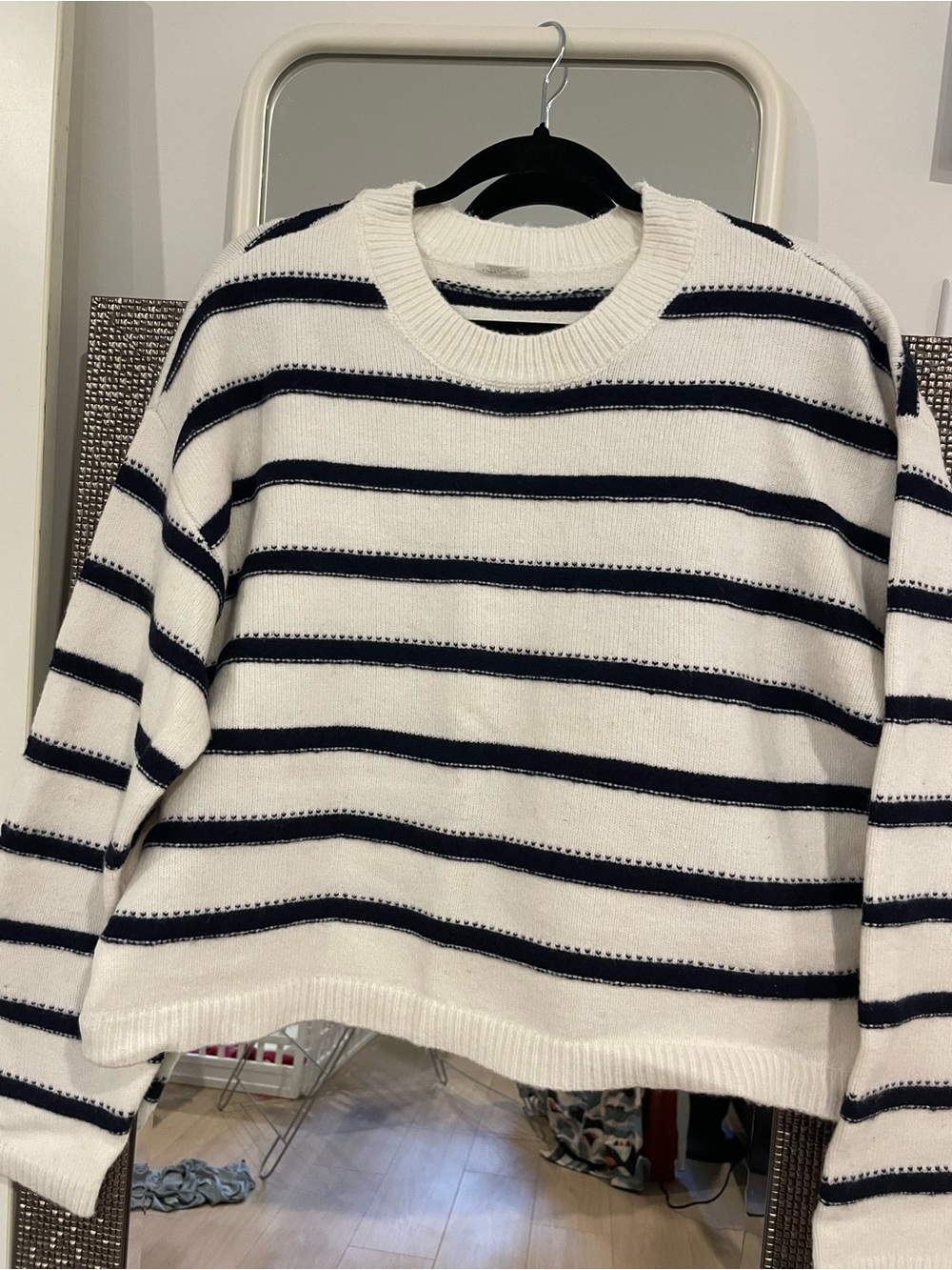BRAND NEW Striped Crewneck Sweater - White and Navy